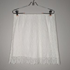 J. Crew Womens White Floral Lace Feminine Coquette Soft Girl Mini Pencil Skirt 6